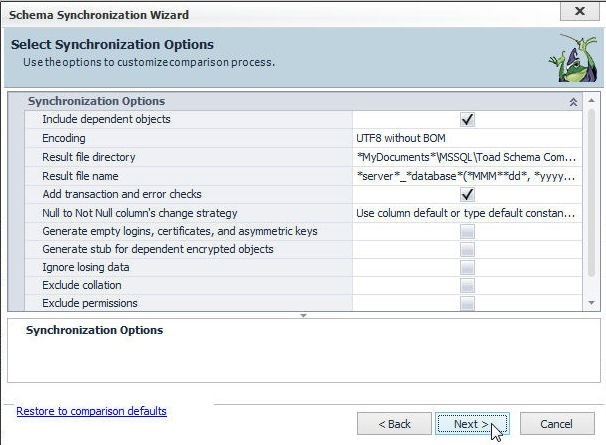 Figure 66. Synchronization options