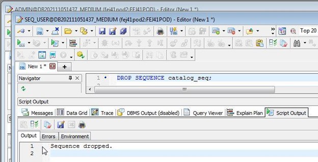 database sequence dropped