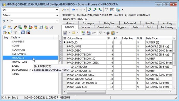 figure 4 sh.products table - using Toad to query multiple tables