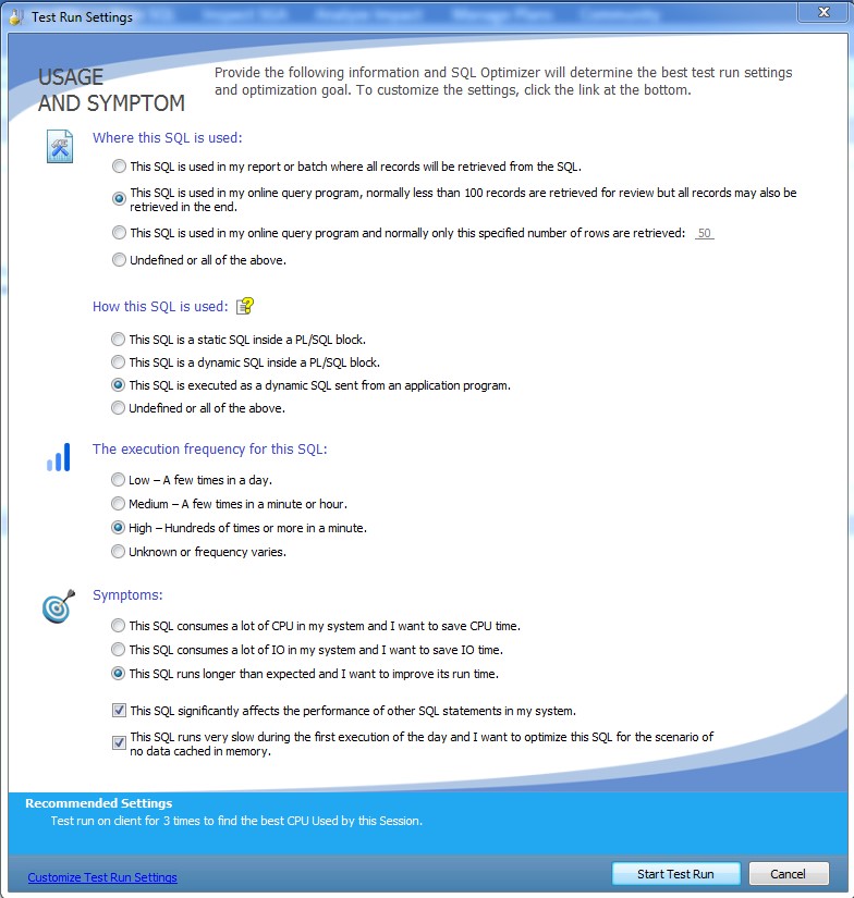 img06 Figure 6: Test Run Settings Window