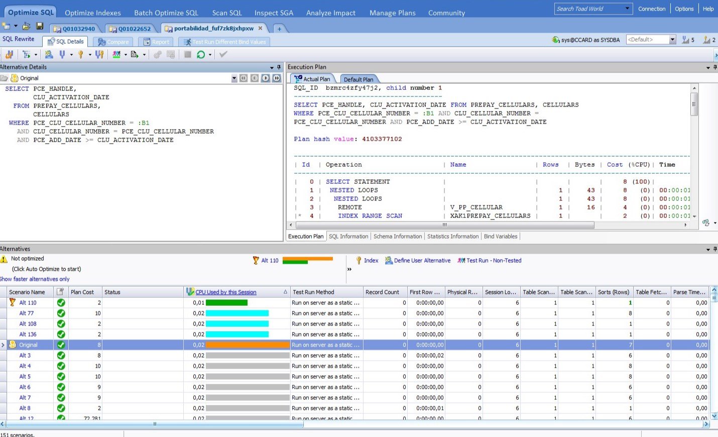 Figura 9: Buscando la mejor Alternativa de la Consulta SQL Original