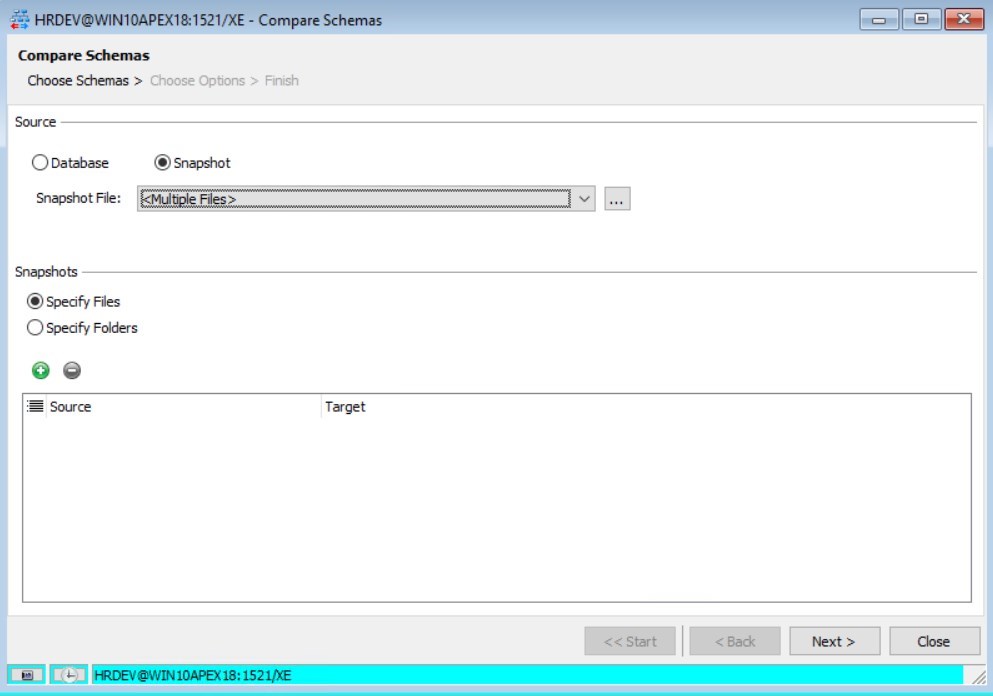 Figure 22: Compare Schemas – Snapshot – Multiple Files