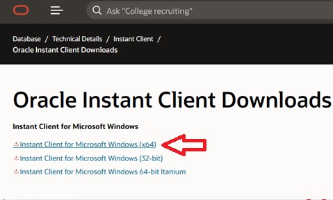 Oracle Instant Client Downloads: Download the instant client for Windows on Oracle.com.