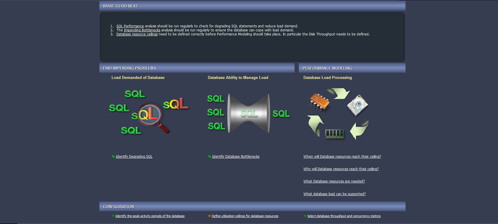 Screen shot of Predictive Diagnostics wizard in Spotlight on Oracle.