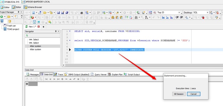 kill session in oracle 2