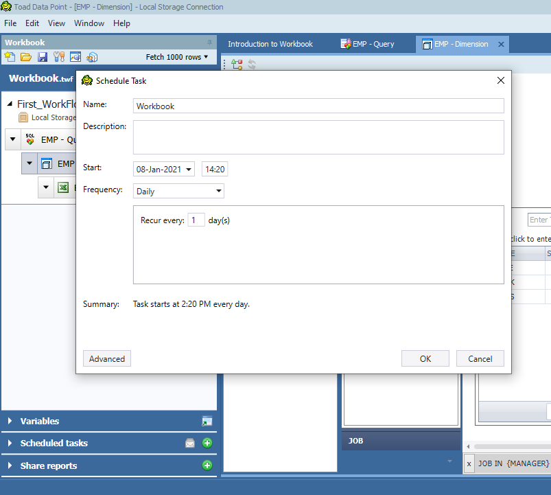 Toad Data Point Scheduling