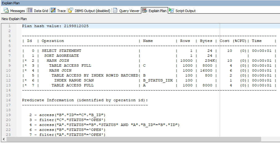 Toad Explain Plan DBMS_XPLAN Display