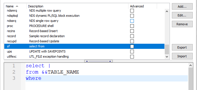 Another SQL Code Template Example