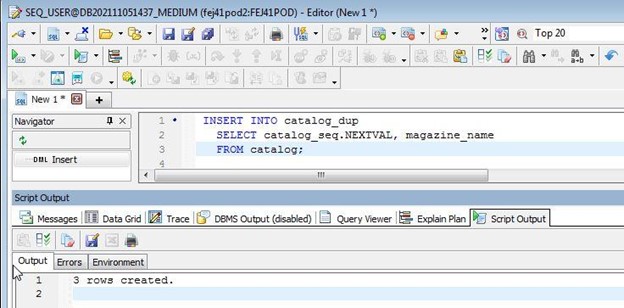 using a sequence in an INSERT...SELECT statement